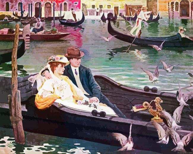 Couple In A Gondola Paint By Numbers