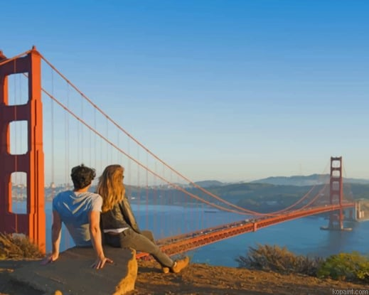 Couple In Golden Gate Bridge New Painting By Numberss.png