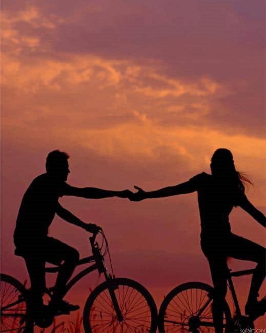 Couple On Bikes Silhouette New Painting By Numberss.png