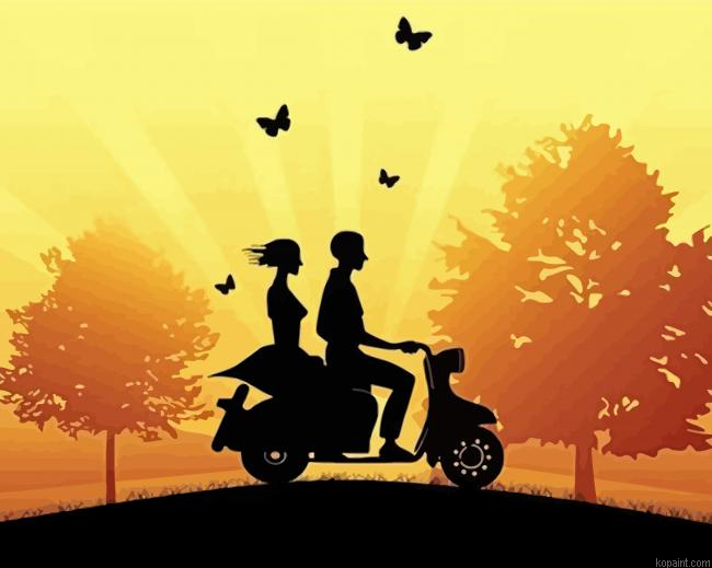 Couple On Motorcycle Painting By Numberss.png