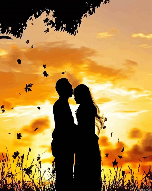 Couple Silhouette Sunset Painting By Numberss.png