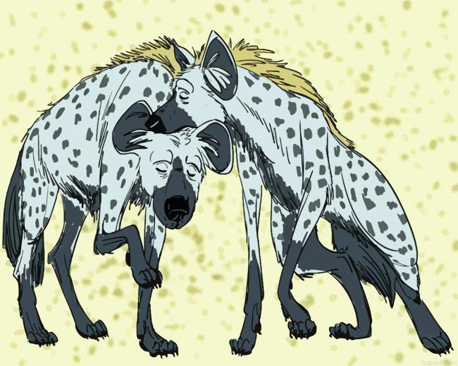 Couple Spotted Hyena Art Painting By Numberss.png