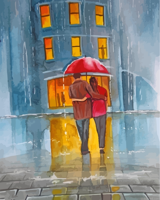 Couple Under The Same Umbrella Painting By Numberss.png