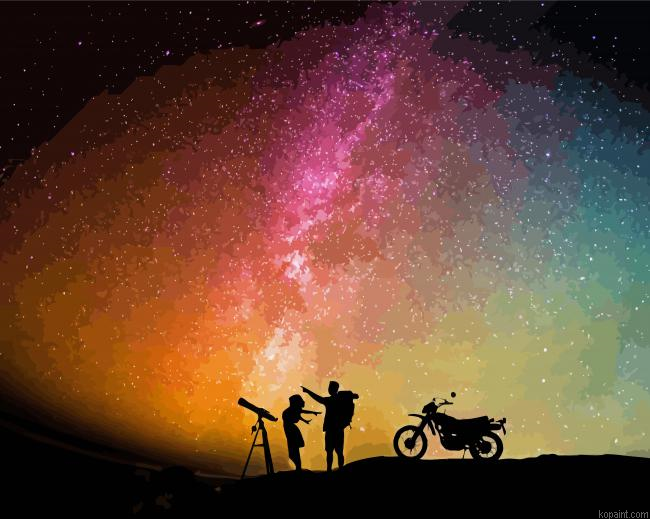 Couple Watching Aurora Sky Painting By Numberss.png