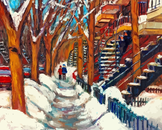 Couple In Snow Art Painting By Numberss.png