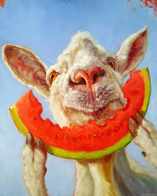 Cow And Watermelon Painting By Numberss.png