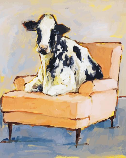Cow On Chair Art Paint By Numbers