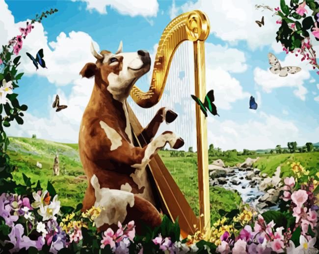 Cow Playing Harp Painting By Numberss.png
