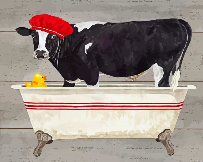 Cow Taking A Bath Painting By Numberss.png