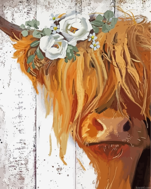 Cow With Daisies Painting By Numberss.png