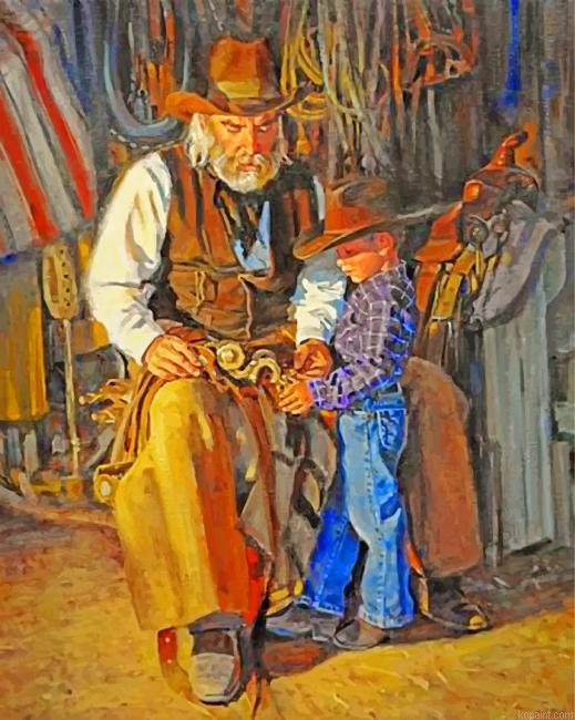 Cowboy And His Grandfather Painting By Numberss.png