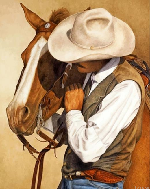 Cowboy And Horse Painting By Numberss.png