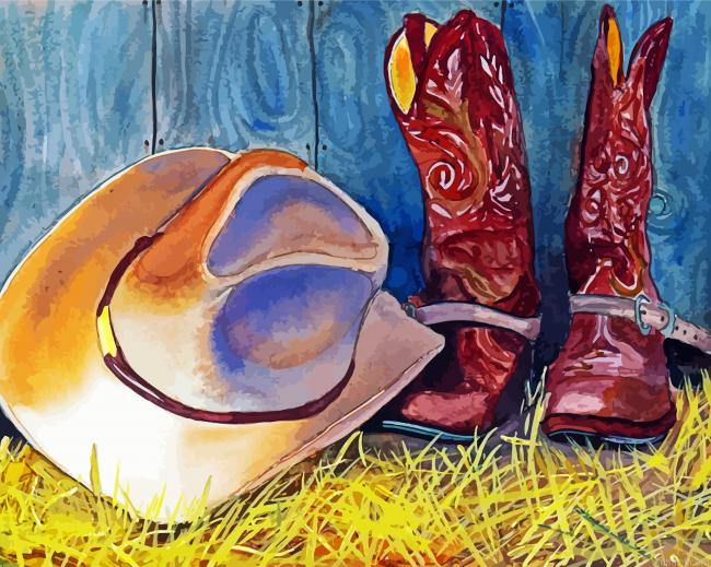 Cowboy Boots And Hat Painting By Numberss.png