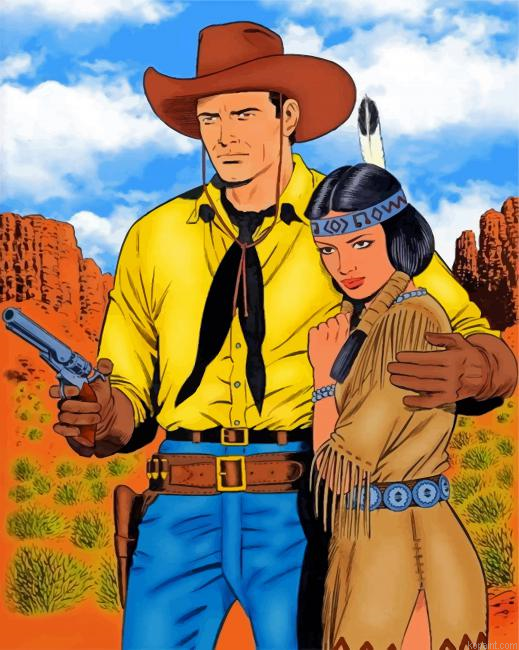 Cowboy Man And Native Woman Painting By Numberss.png