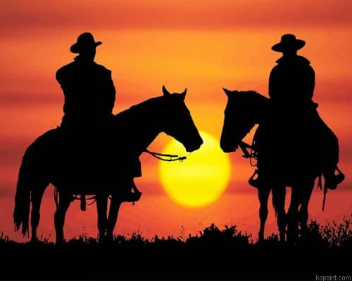 Cowboys Silhouette Sunset New Painting By Numberss.png
