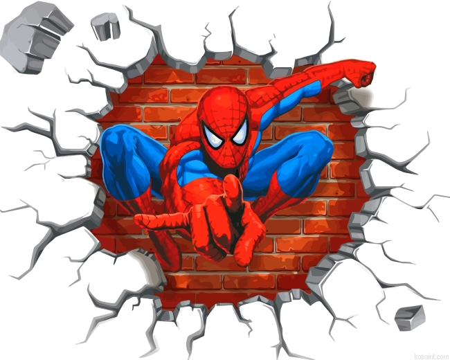 Cracked Wall Spider Man Painting By Numberss.png
