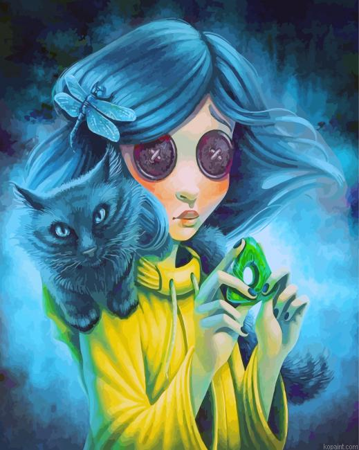 Creepy Coraline And Cat Painting By Numberss.png