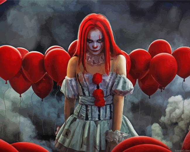 Creepy Girl Clown Painting By Numberss.png
