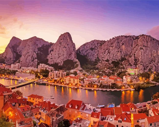 Croatia Novigrad City At Sunset Painting By Numberss.png