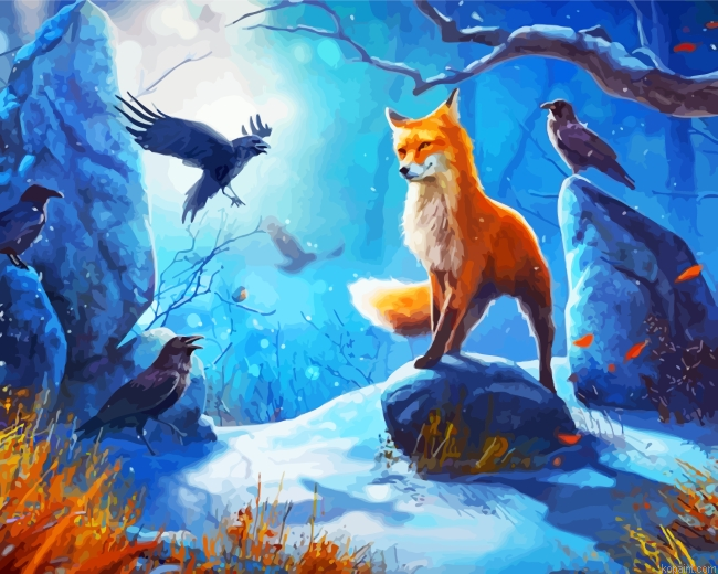 Crows And Fox Painting By Numberss.png