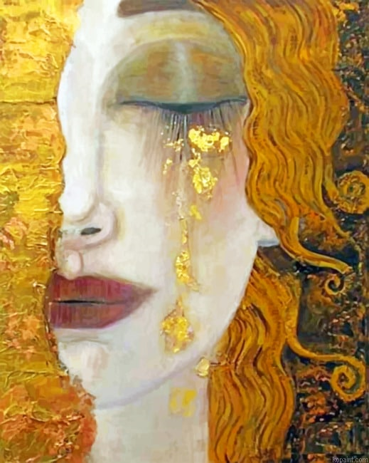 Crying Gold Vintage Painting By Numberss.png