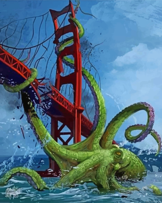 Cthulhu In Golden Gate Bridge Painting By Numberss.png