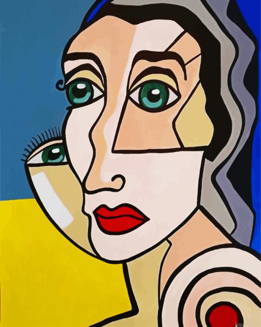 Cubism Lady Face Painting By Numberss.png
