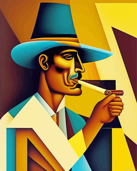 Cubism Man Smoking Painting By Numberss.png