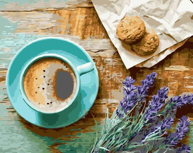 Cup Of Coffee And Cakes Still Life Painting By Numberss.png