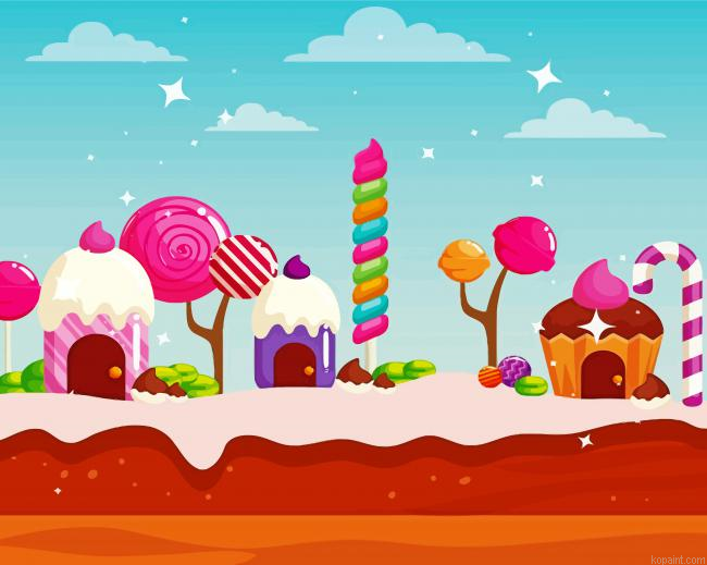 Cupcake Houses Candy Land Painting By Numberss.png