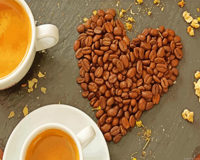 Cups Of Coffee And Beans Painting By Numberss.png
