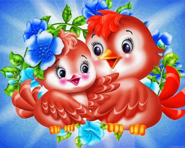 Cute Birds Art Painting By Numberss.png