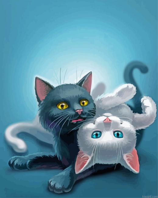 Cute Black And White Cats Paint by Numbers