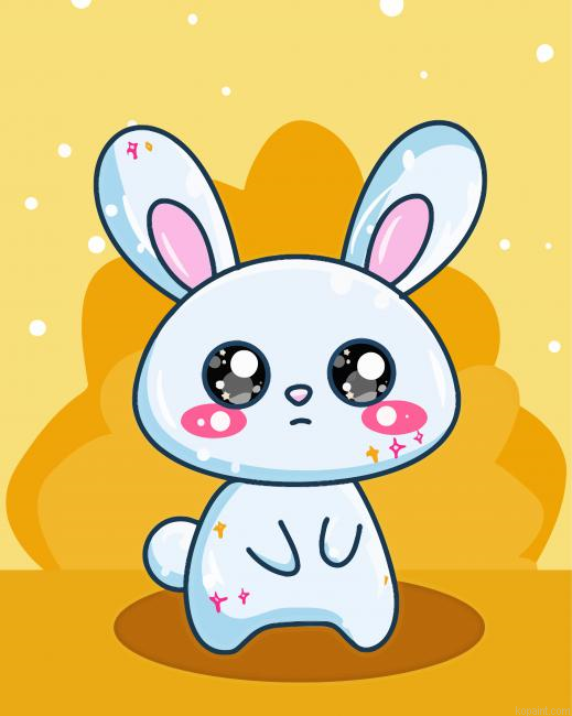 Cute Blue Bunny Paint By Numbers