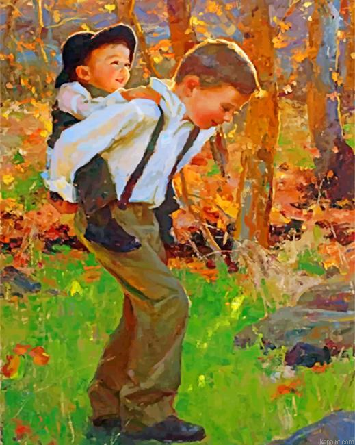 Cute Brothers Painting By Numberss.png