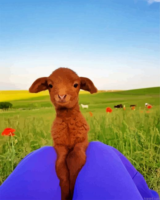 Cute Brown Goat Painting By Numberss.png