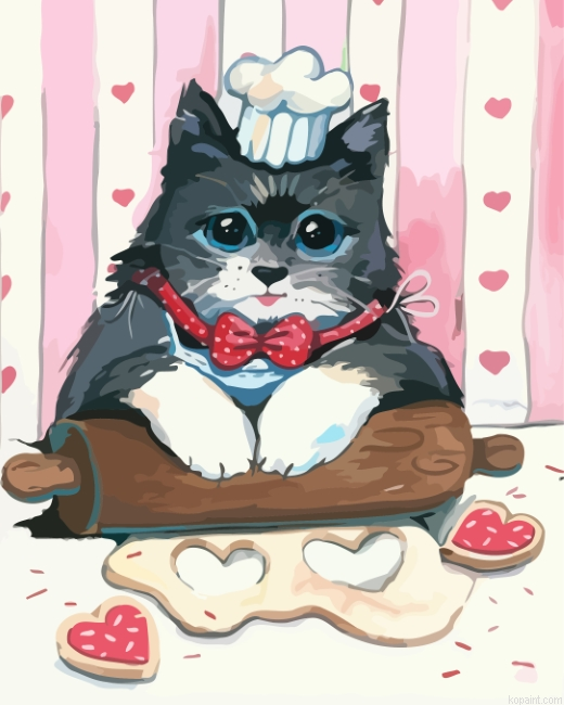 Cute Cat Cooking Paint By Numbers