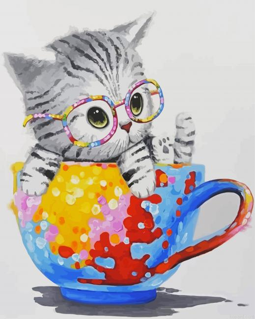 Cute Cat In A Teacup Painting By Numberss.png