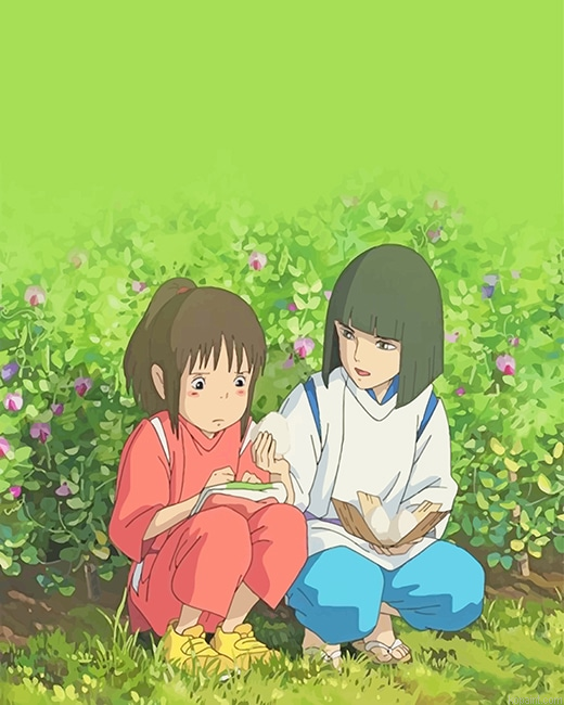 Cute Chihiro And Haku Talking New Painting By Numberss.png