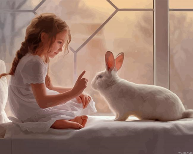 Cute Child With Rabbit Painting By Numberss.png