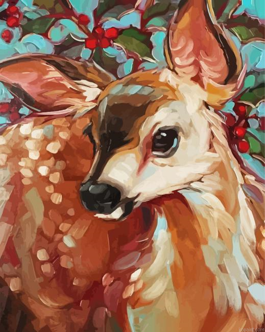Cute Deer Animal Painting By Numberss.png