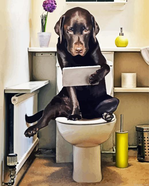 Cute Dog In Toilet Painting By Numberss.png