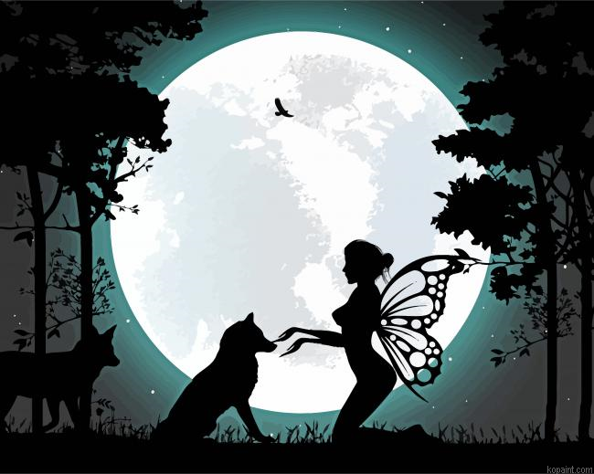 Cute Fairy Tail And Dogs Painting By Numberss.png