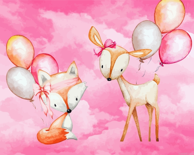 Cute Fox And Gazelle Painting By Numberss.png