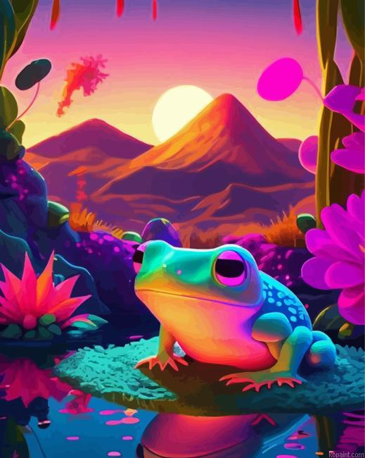 Cute Frog Art Painting By Numberss.png