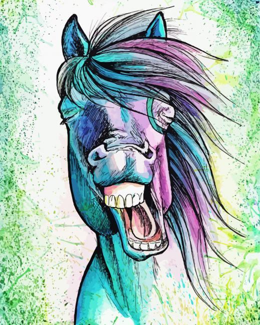 Cute Funny Horse Art Painting By Numberss.png