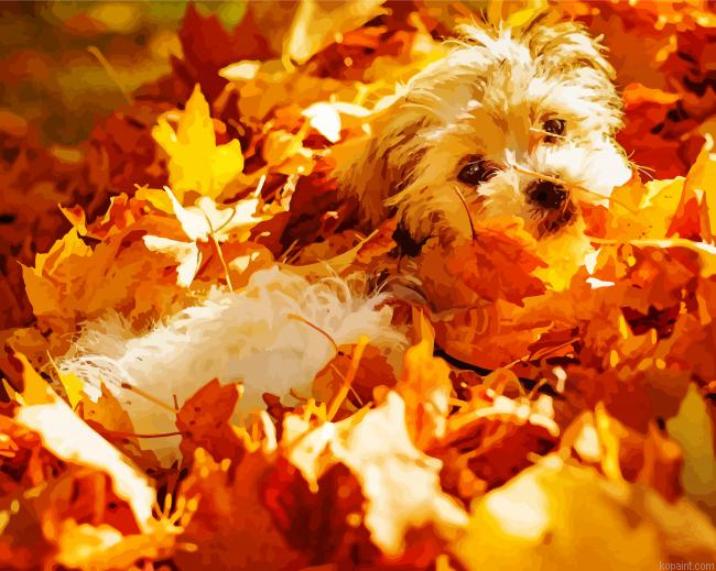 Cute German Shepherd Autumn Background Painting By Numberss.png