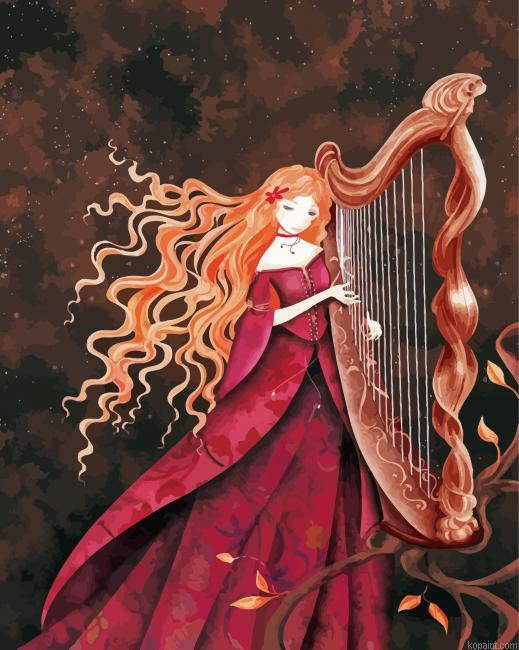 Cute Harpist Painting By Numberss.png