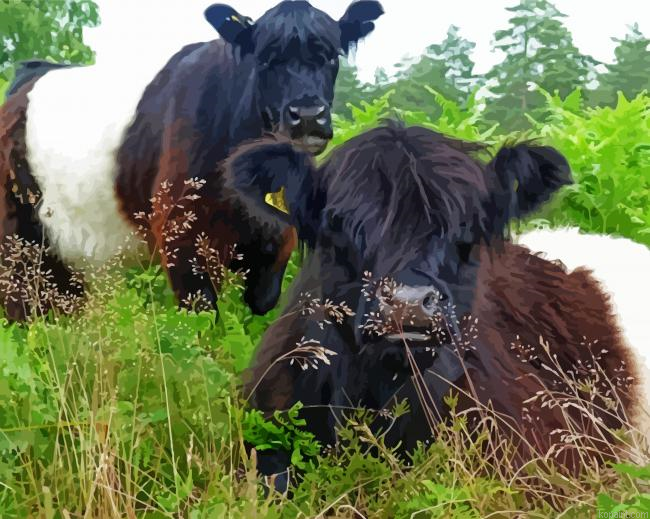 Cute Little Cows Grazing Painting By Numberss.png