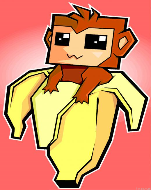 Cute Monkey In Banana Painting By Numberss.png